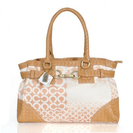 Coach Knitted Logo Large Apricot Satchels ERV | Women